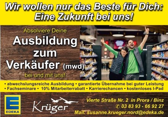 EDEKA Susanne Krüger e.K. in Binz OT Prora - Bewerber 